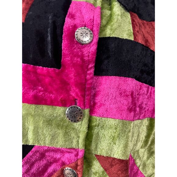 BFA Classics Velvet Patchwork Jacket L Multicolor Retro Boho Statement Sz L - Picture 5 of 8
